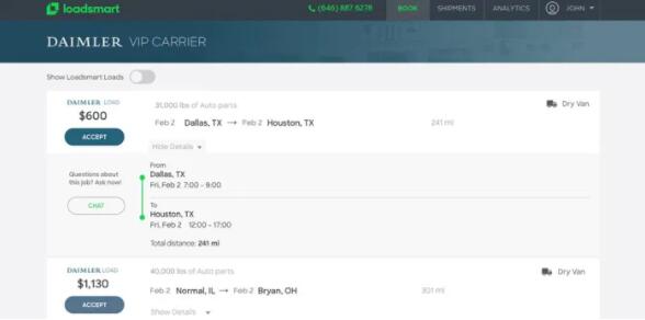 Loadsmart为人工智能筹集了9000万美元 使托运人与卡车运输相匹配