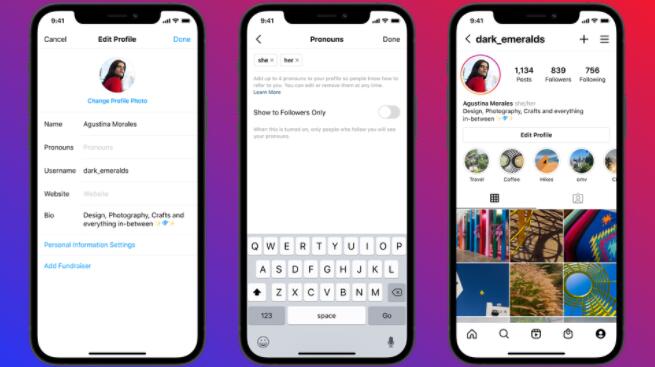 Instagram用户现在可以在他们的个人资料中添加代词