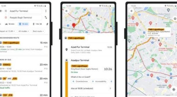 谷歌地图现在将向德里人显示实时公交位置
